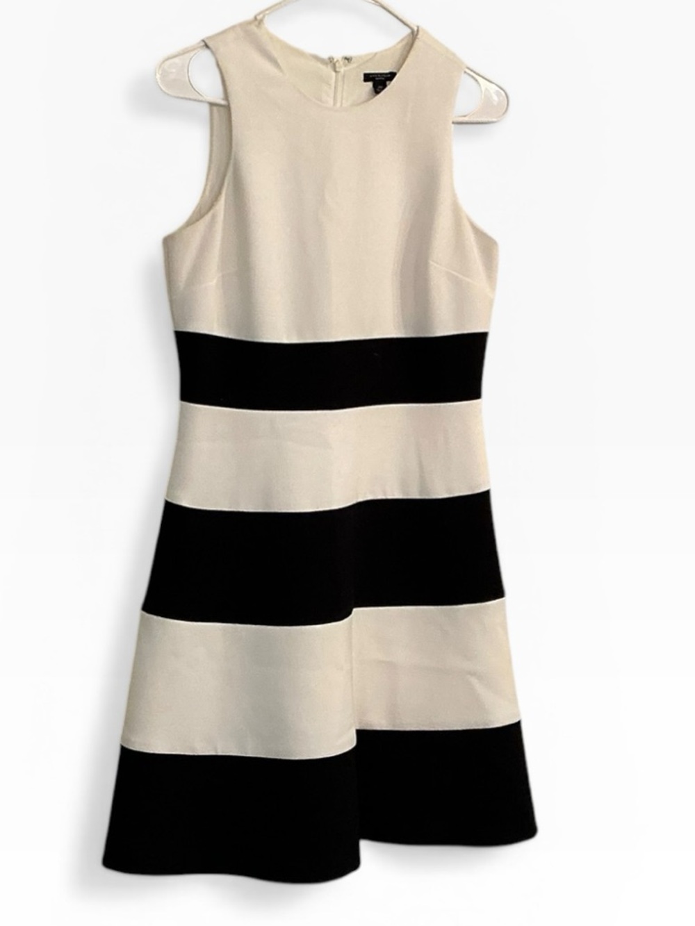 Zara Black and Cream Sleeveless Striped Dress
